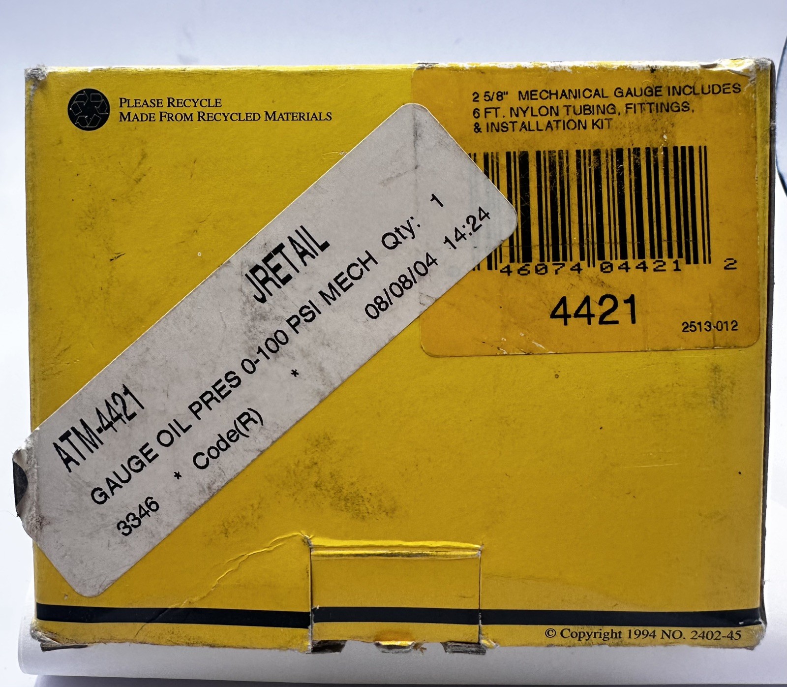 Auto Meter 4421 Ultra-Lite Oil Pressure Gauge 2-5/8 Inch 0-100 PSI Mechanical
