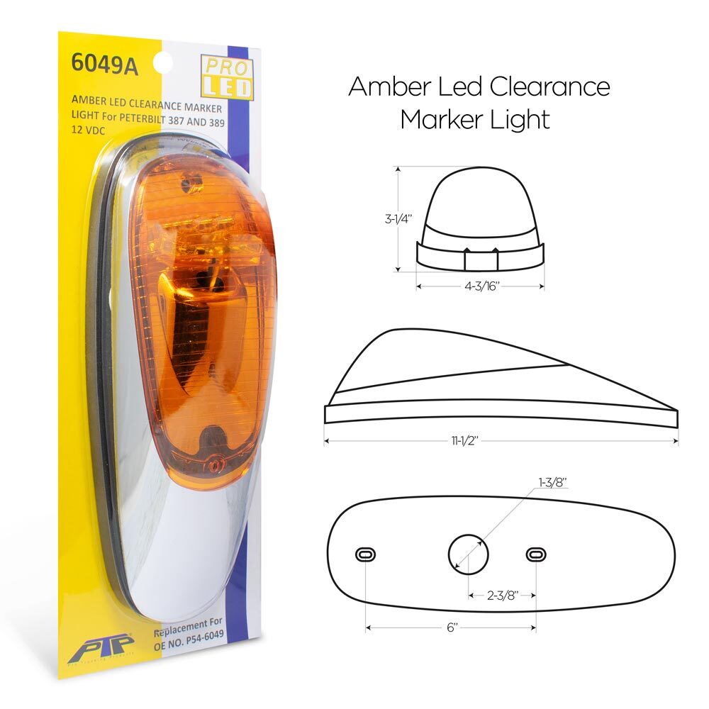 Pro LED 6049A Amber LED Clearance Marker Light – Replaces Peterbilt P54-6049-003