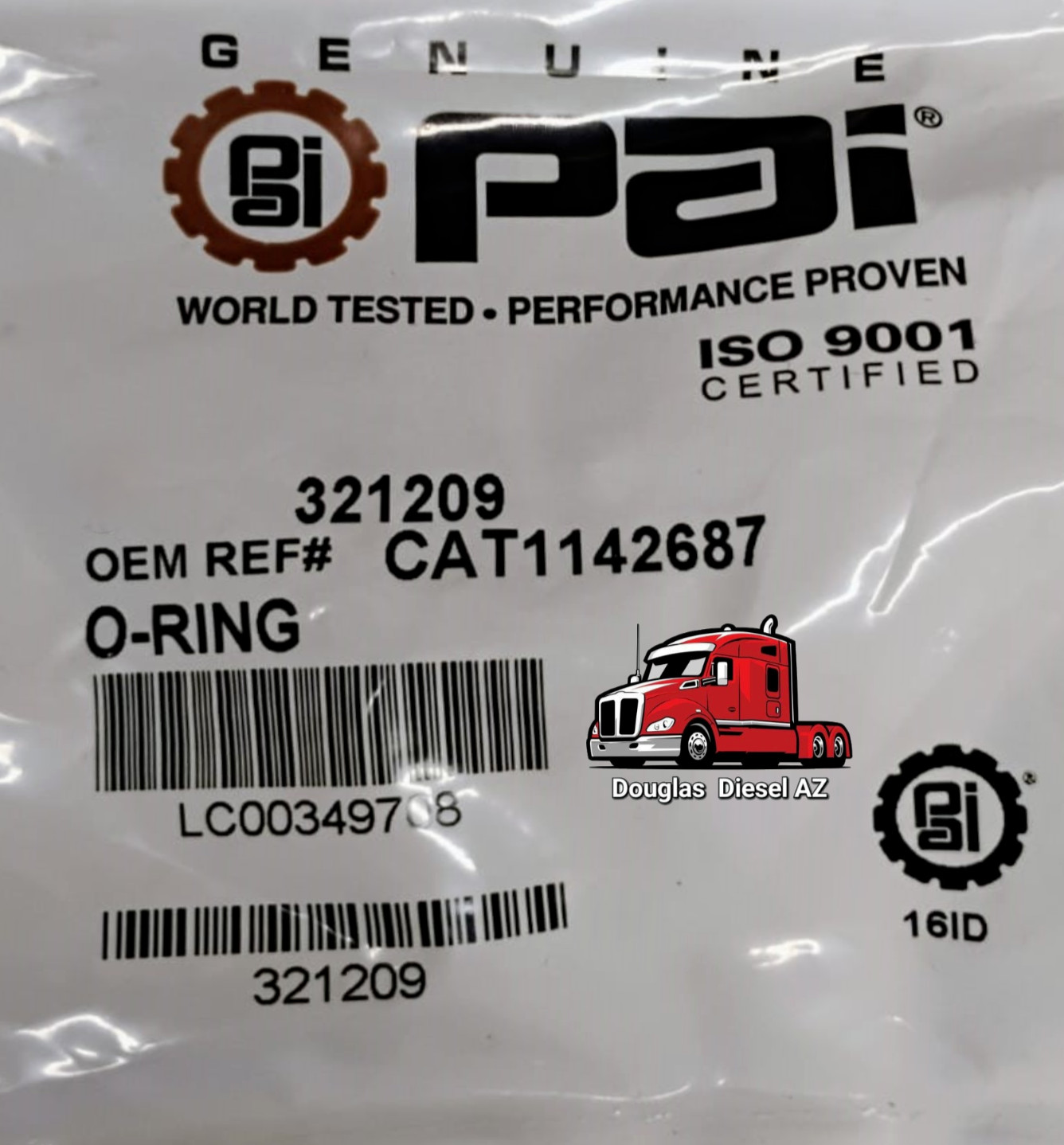 O-RING for Cat 3306, 3406E & C15. PAI # 321209 Ref. # Caterpillar 1142687 9M4849
