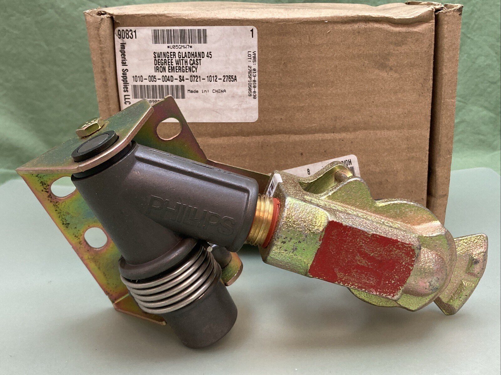 NEW GENUINE PHILLIPS 12-4548 Emergency Glad Hand, Red, Cast Iron IMPERIAL 90831