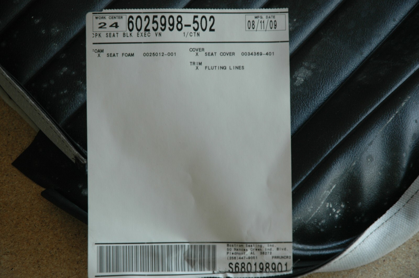 Seat Cushion and Cover, Oshkosh Mdl. P-2523-4/2540-01-328-6656
