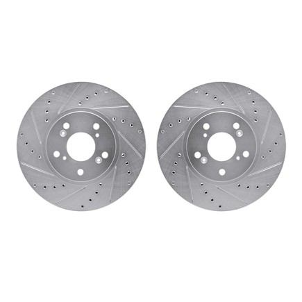 Dynamic Friction Company 7002-59003 Brake Rotors Drilled & Slotted Silver