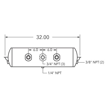 Tramec Sloan TSJ8047 Black Coated Steel Air Brake Air Tank 8″ Tank Diameter, 142