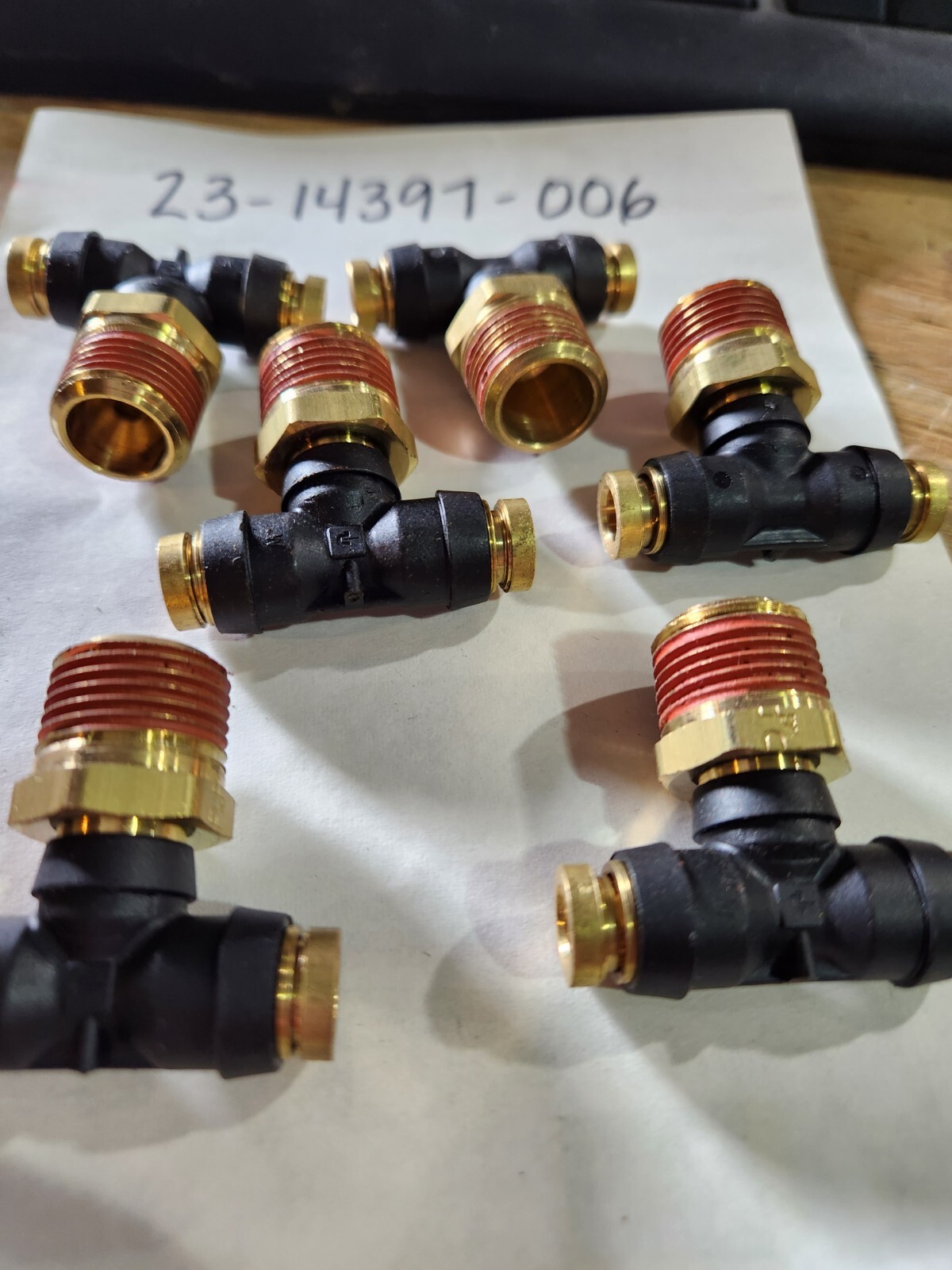 Qty 6***Freightliner 23-14397-006 Tee BR,PTC,.38MPT,.25NT,.25NT