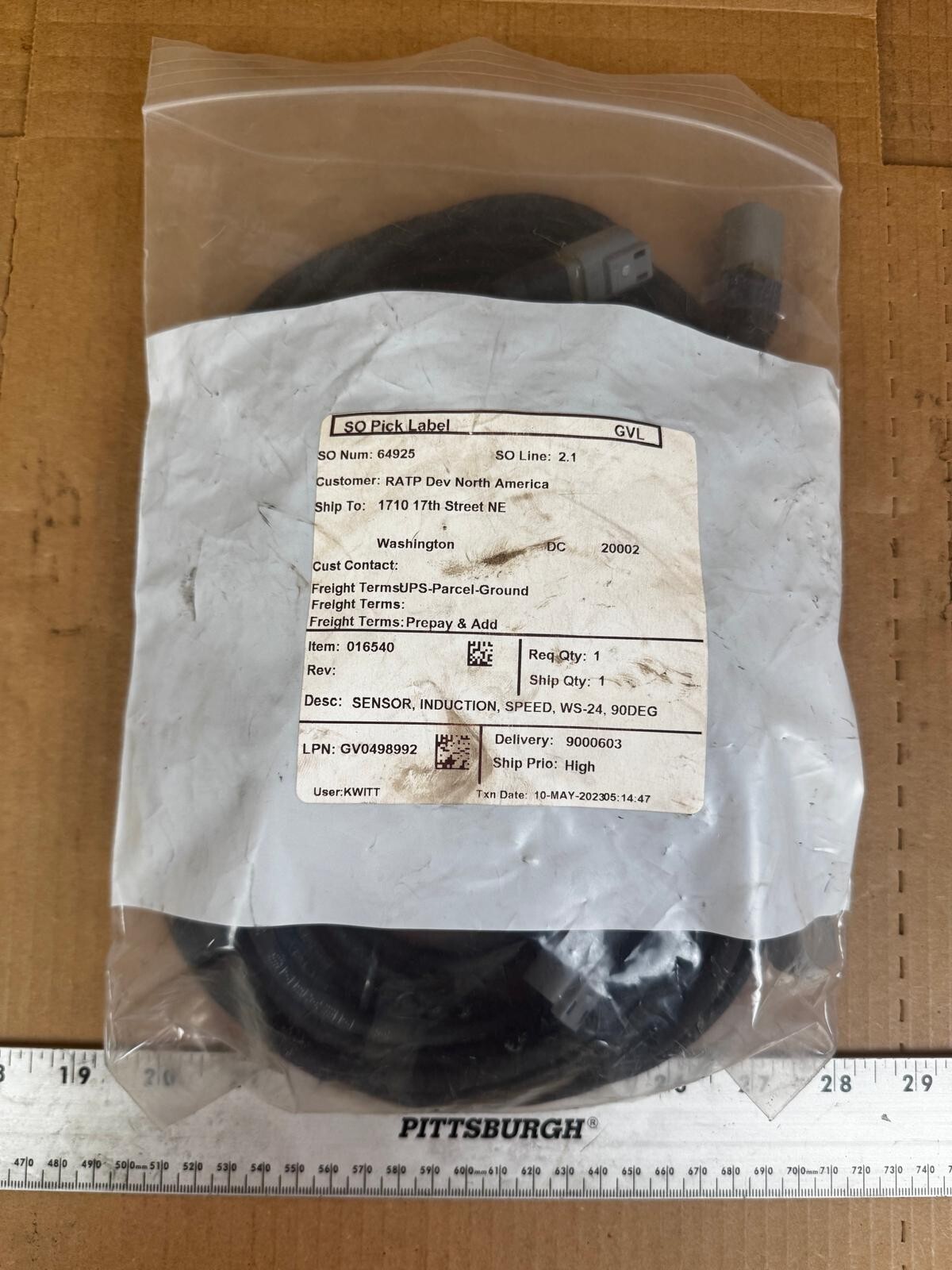 Bendix SENSOR, INDUCTION, SPEED, WS-24, 90DEG P/N 016540, GV0498992