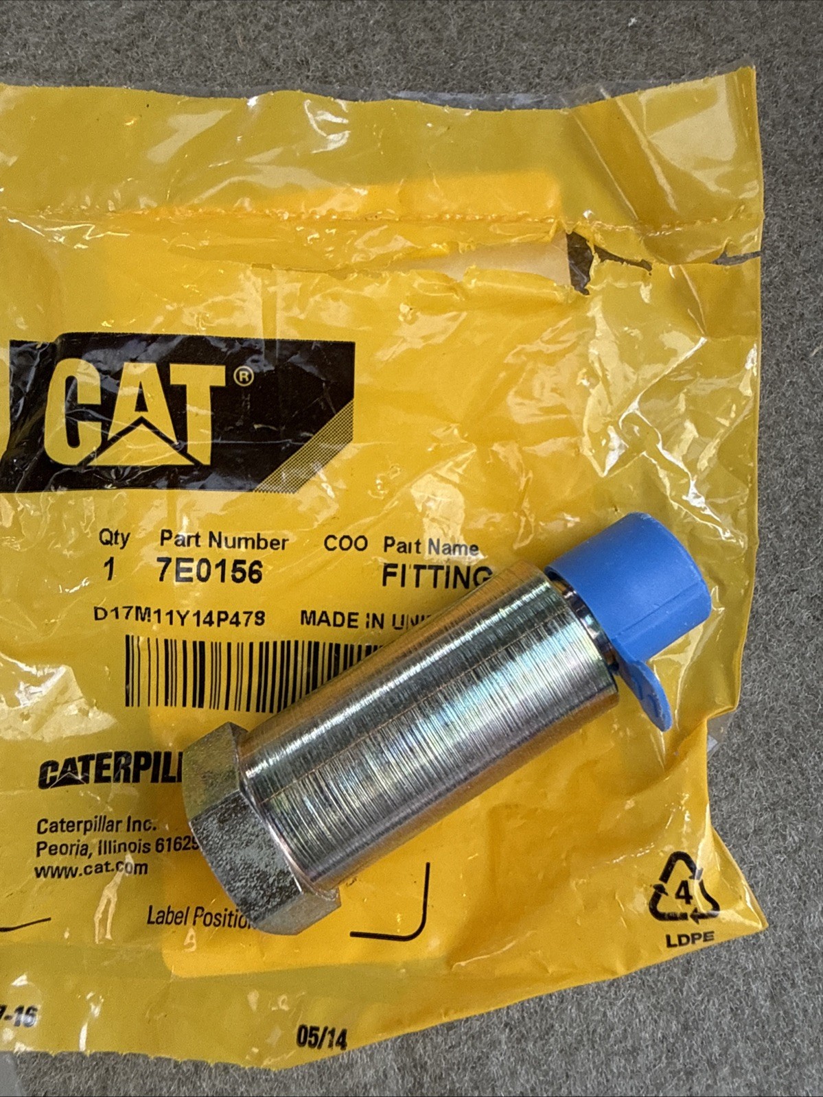 Caterpillar 7E0156 Fitting OEM Original Caterpillar Part
