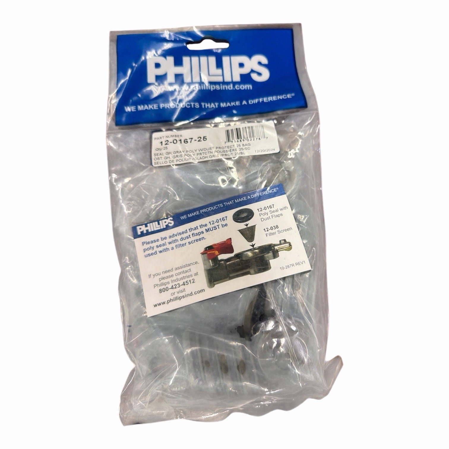 25 Pack Phillips 12-0167-25 Glad Hand Seals w/ Dust Flap Polyurethane Gray