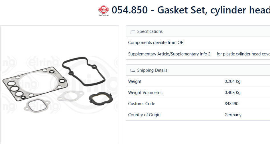 Detroit Diesel MBE4000 ENGINE A4600160420 Head Gasket Kit MADE IN GERMANY