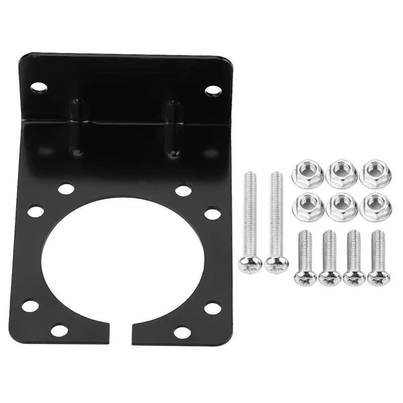 “7-Pin Trailer Connector Bracket – Black Metal Plug Holder, Heavy Duty”