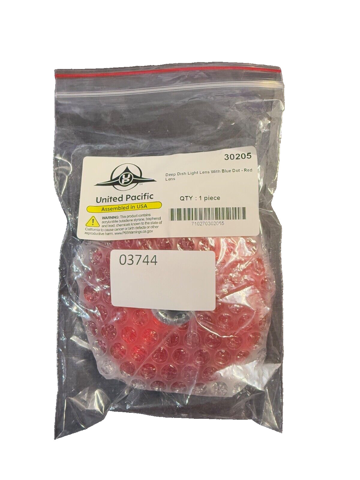 United Pacific Deep Dish Light Lens, RED Lens w/ BLUE Dot P/N: 30205