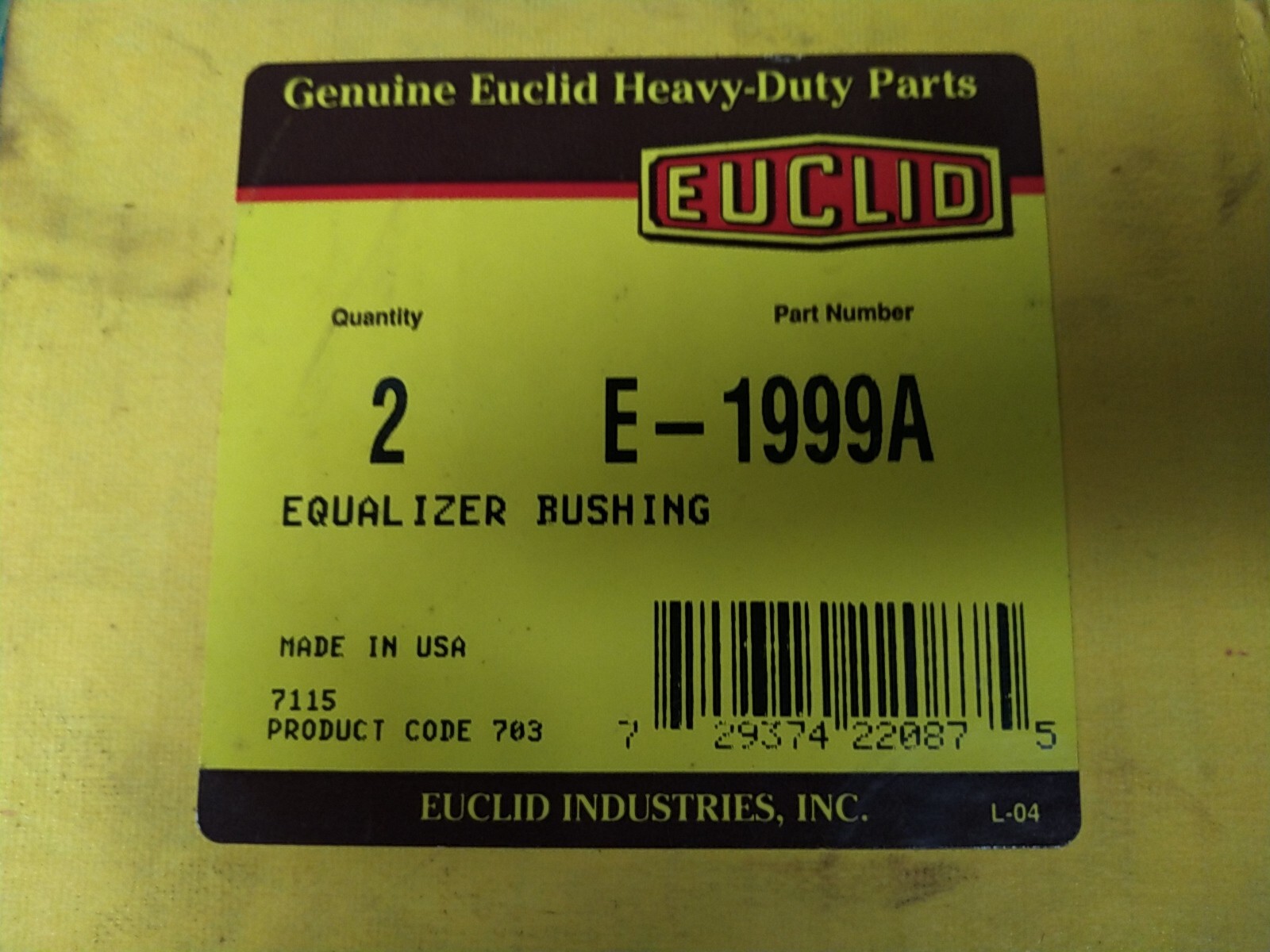 (Lot of 2) Euclid E-1999A Equalizer Bushing 2-Hole, Steel & Rubber