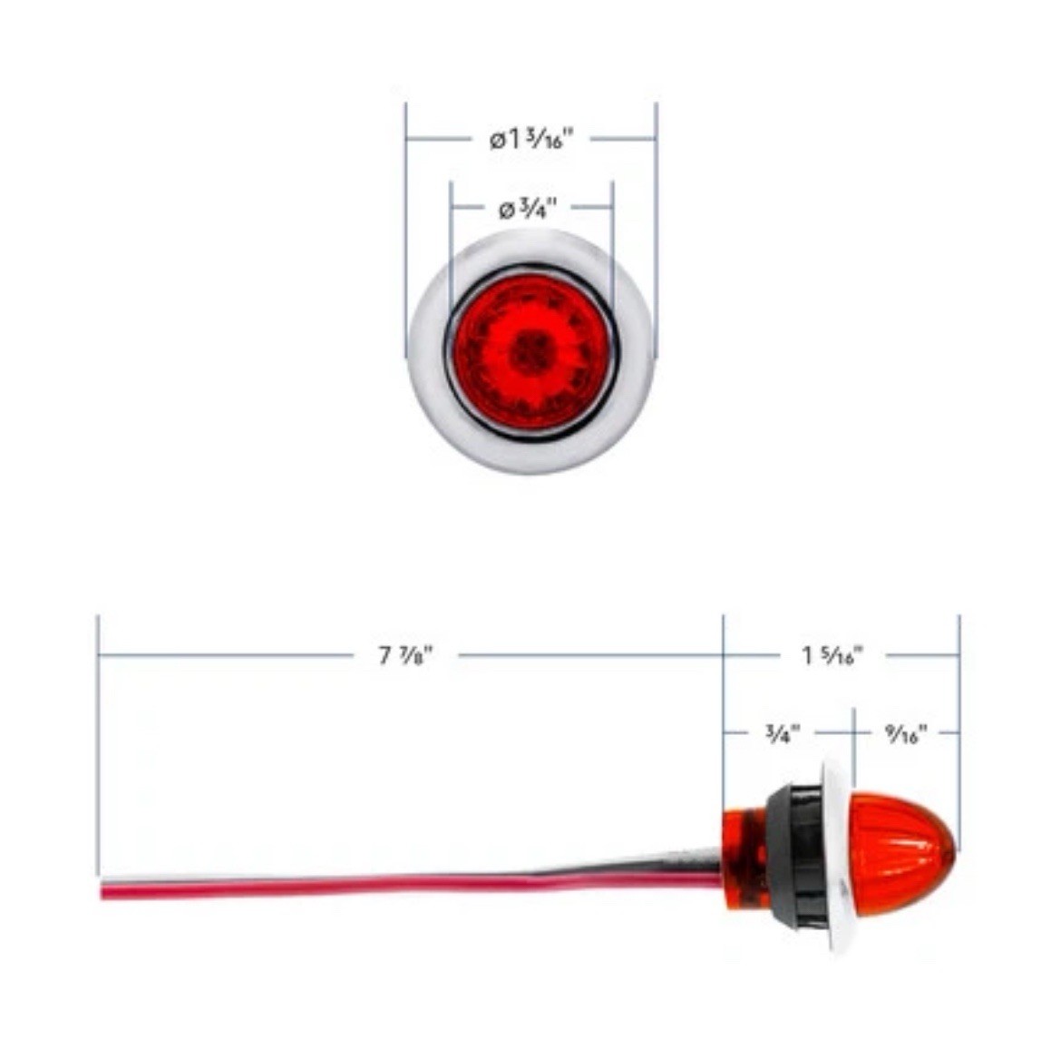 United Pacific 34848 Dual Function 3/4” Mini Watermelon Red Clearance Light