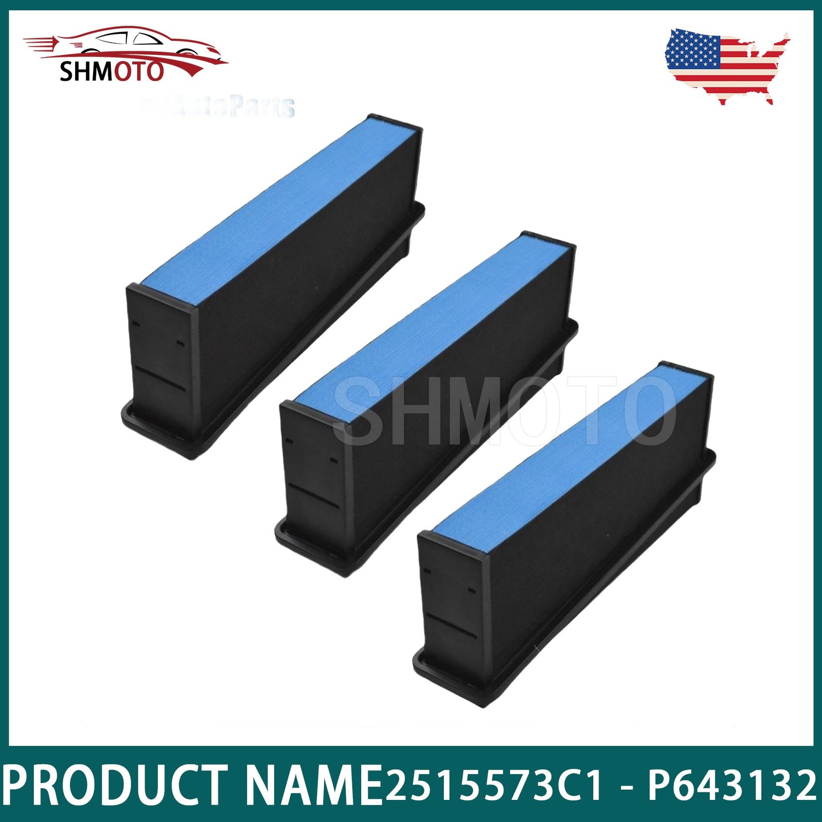 For International LT LT625 3PCS Engine Air Filter 2515573C1 – P643132