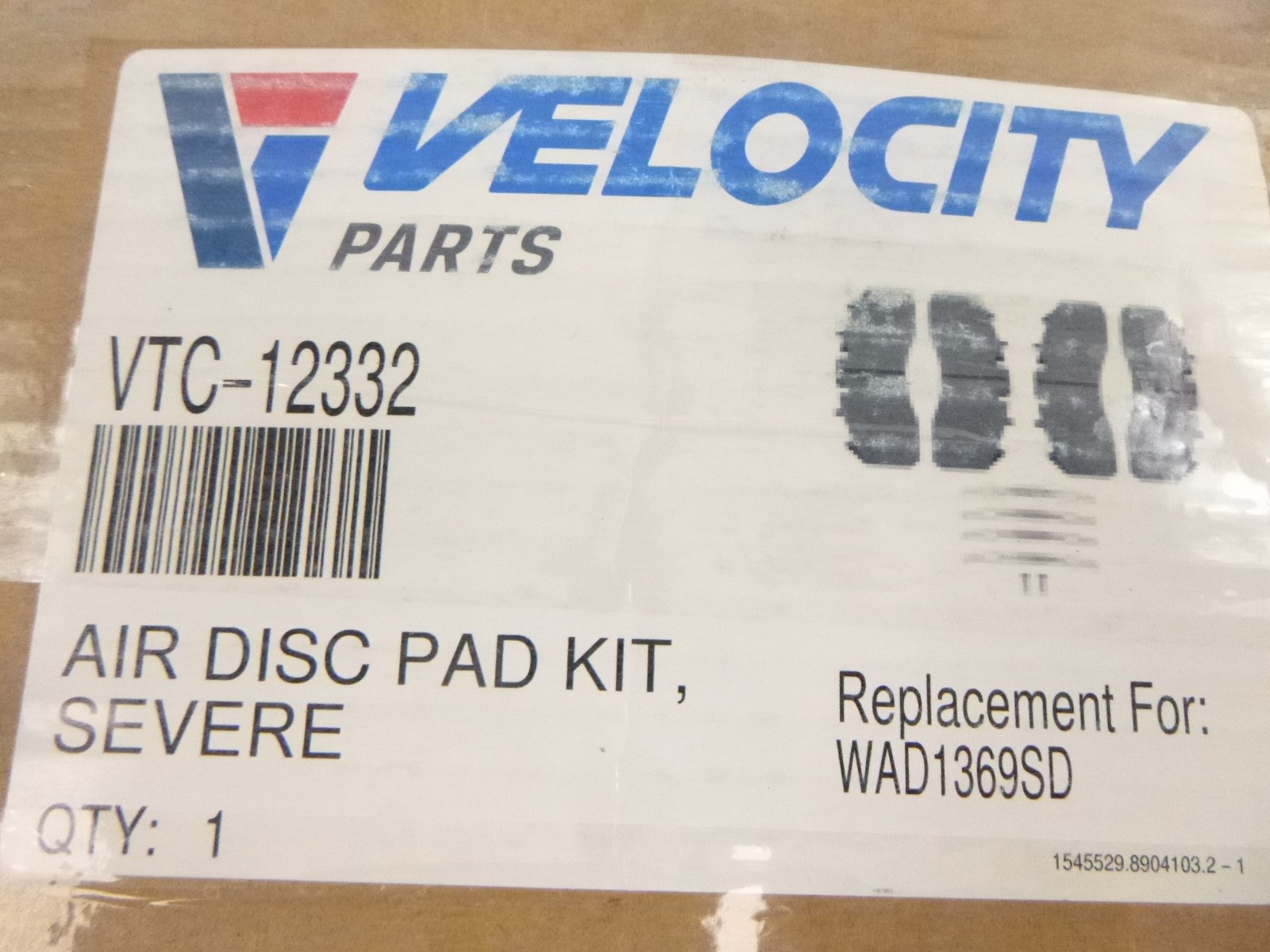 Velocity Parts Severe Air Disc Brake Pad Kit VTC-12332 For Euclid EMD1369AF