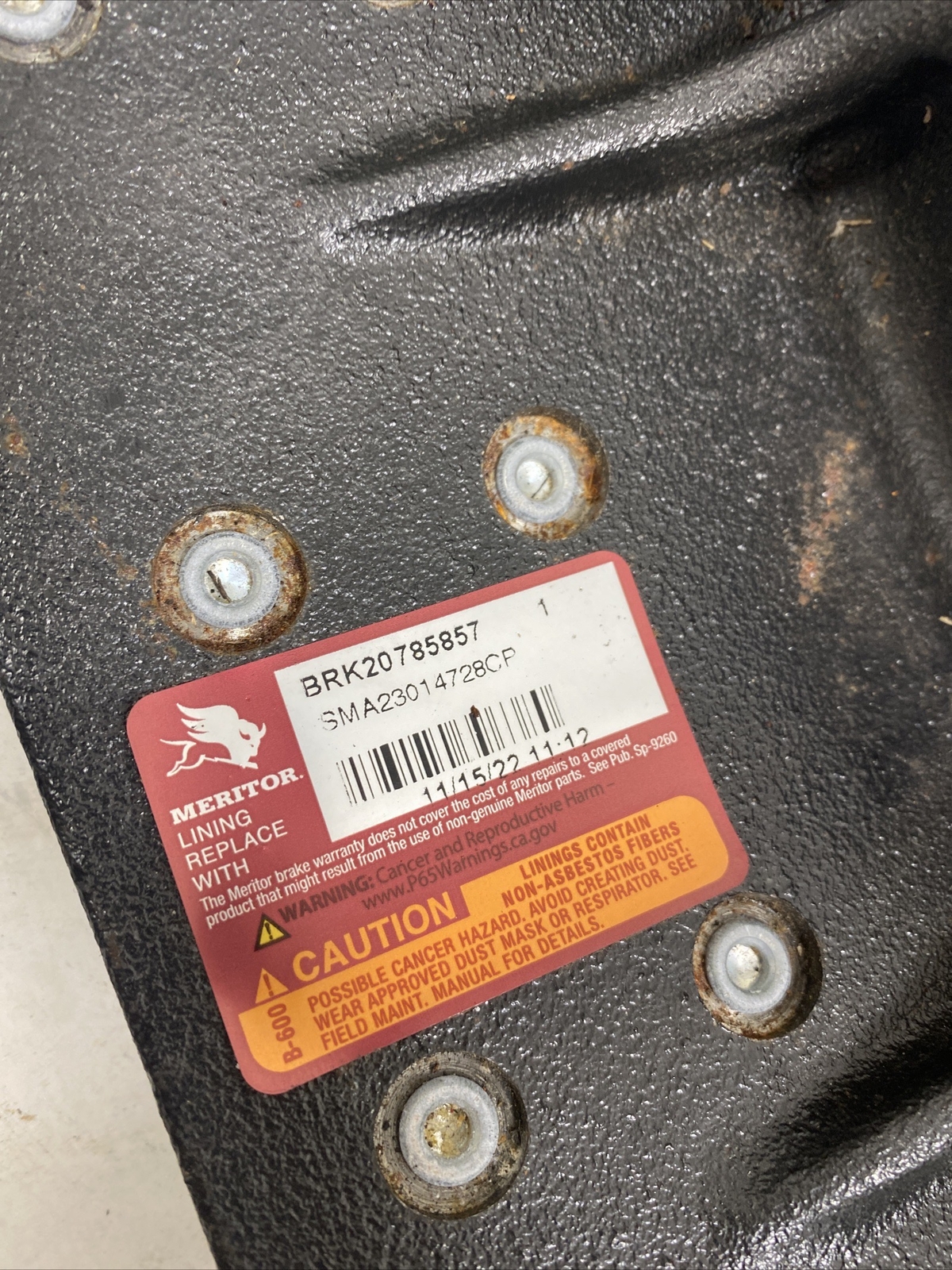 Meritor Truck Single ￼Shoe Brk20785857 Sma23014728cp
