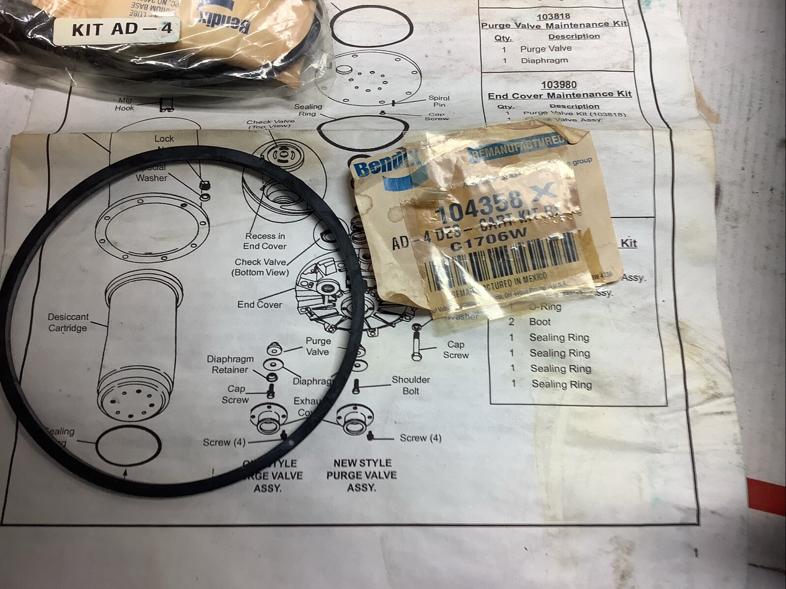 Nos Bendix 104358X Air Dryer Kit