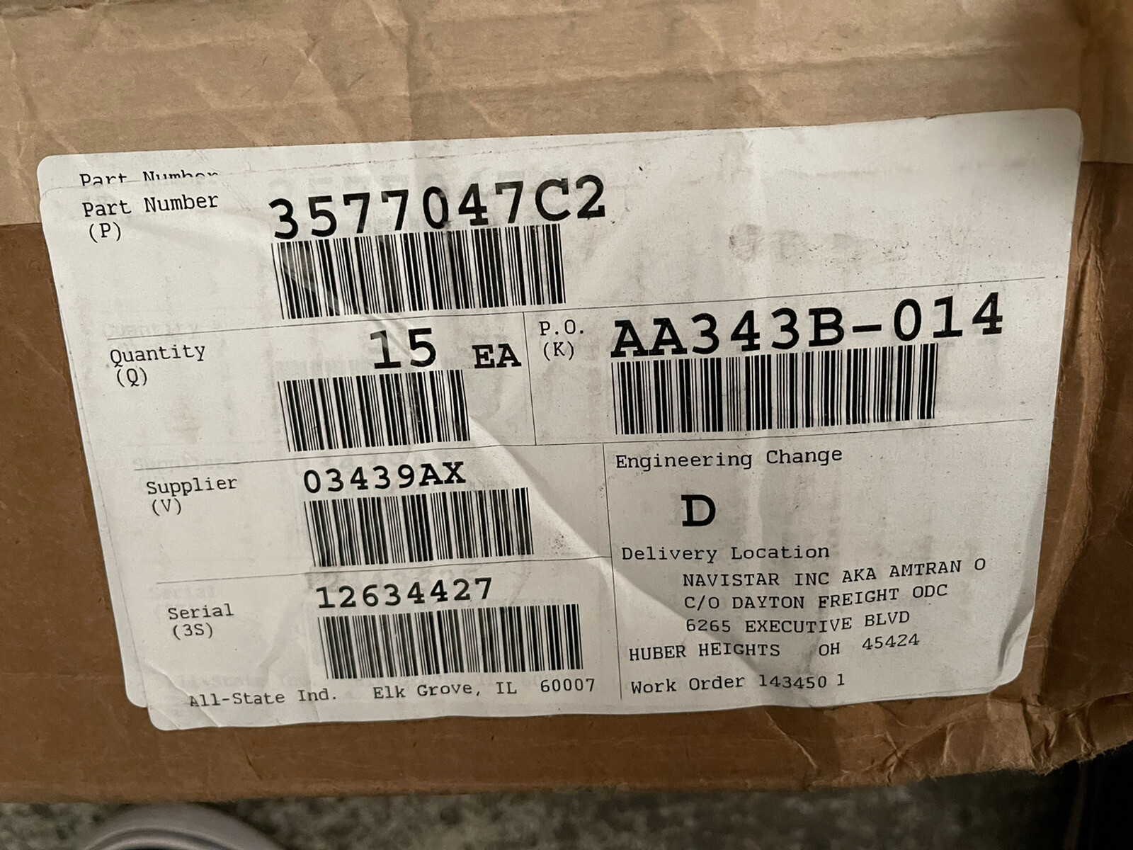 GENUINE NAVISTAR INTERNATIONAL 3577047C2 IC HOOD SUPPORT BRACKET