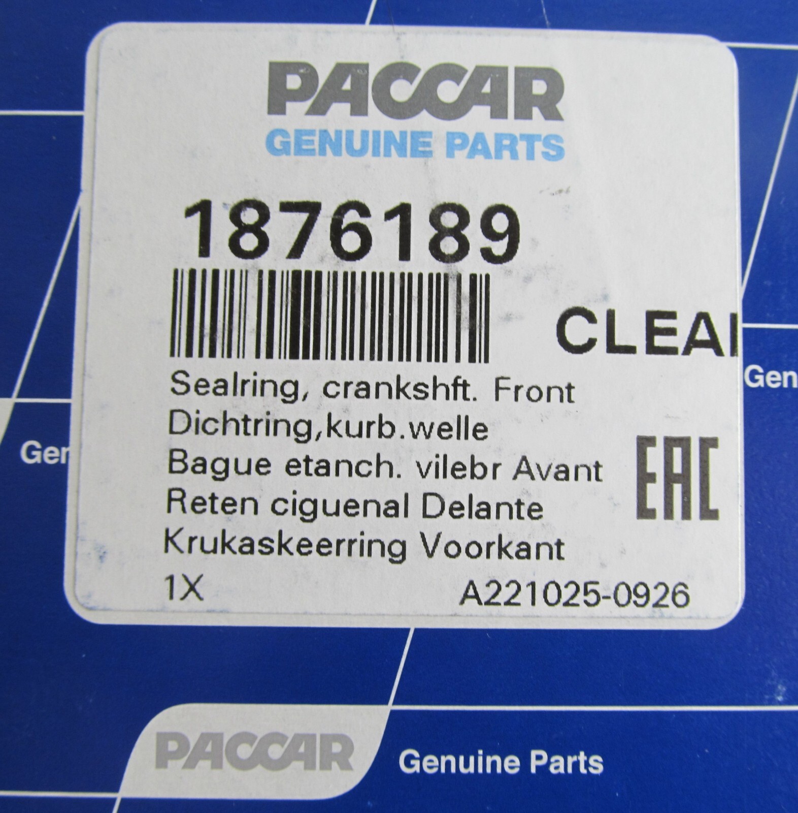 GENUINE PACCAR 1876189 MX13 FRONT CRANKSHAFT SEAL RING OEM KENWORTH/ PETERBILT