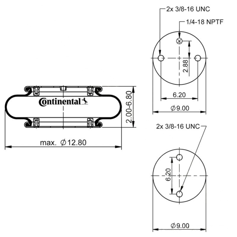 566.CT66091 – Continental Air Spring Single Convoluted, FS330-11771, 66091