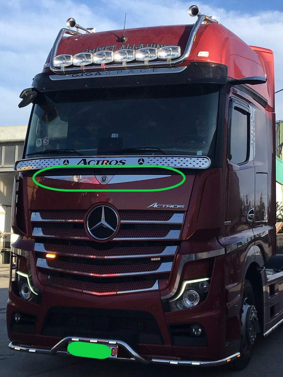 Mercedes ACTROS MP4- MP5 FRAME OF LOGO CHROME Super Polished S.Steel 3 Pcs.