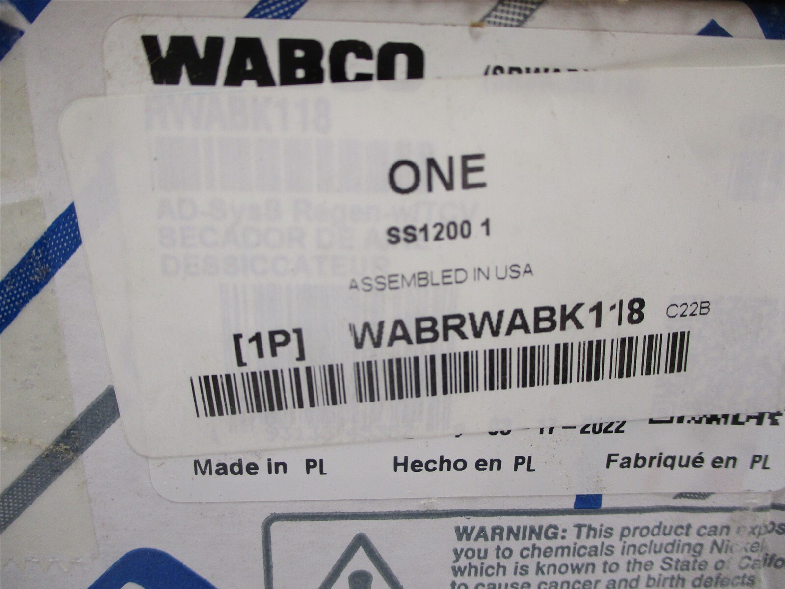 RWABK118 GENUINE WABCO BRAKE AIR DRYER SYSTEM SAVER 1200 4324130010 WABRWABK118