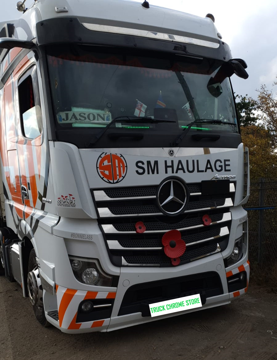 Mercedes ACTROS MP4-MP5 DOOR HANDLE CHROME Stainless Steel 4 Pieces.