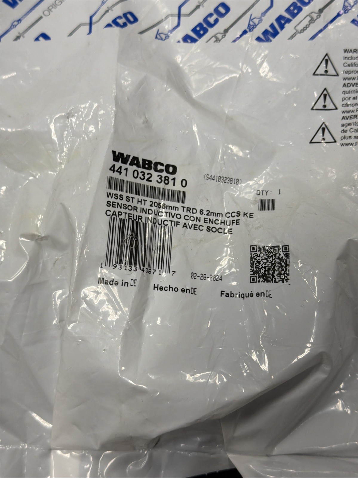 4410323810 ABS WHEEL SPEED SENSOR WABCO OEM WSS ST HT 2056mm TRD CCS KE TRUCK US