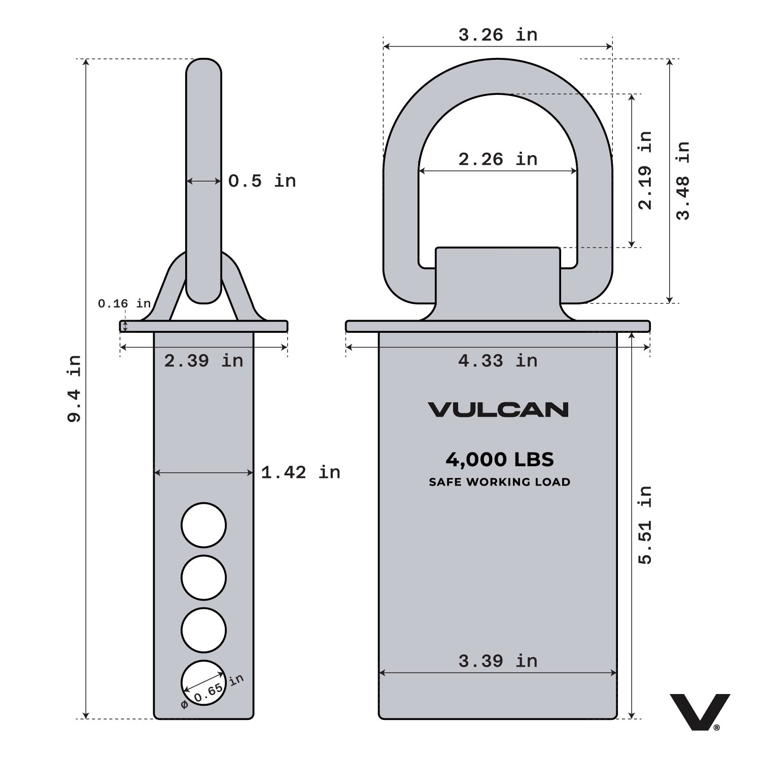 VULCAN Silver Stake Pocket D-Ring Assembly – 4 Pack