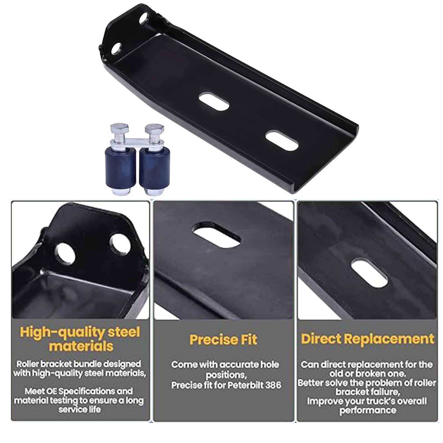Hood Roller Bracket Kit w/Rollers & Hardware New For Peterbilt 386 L11-6109