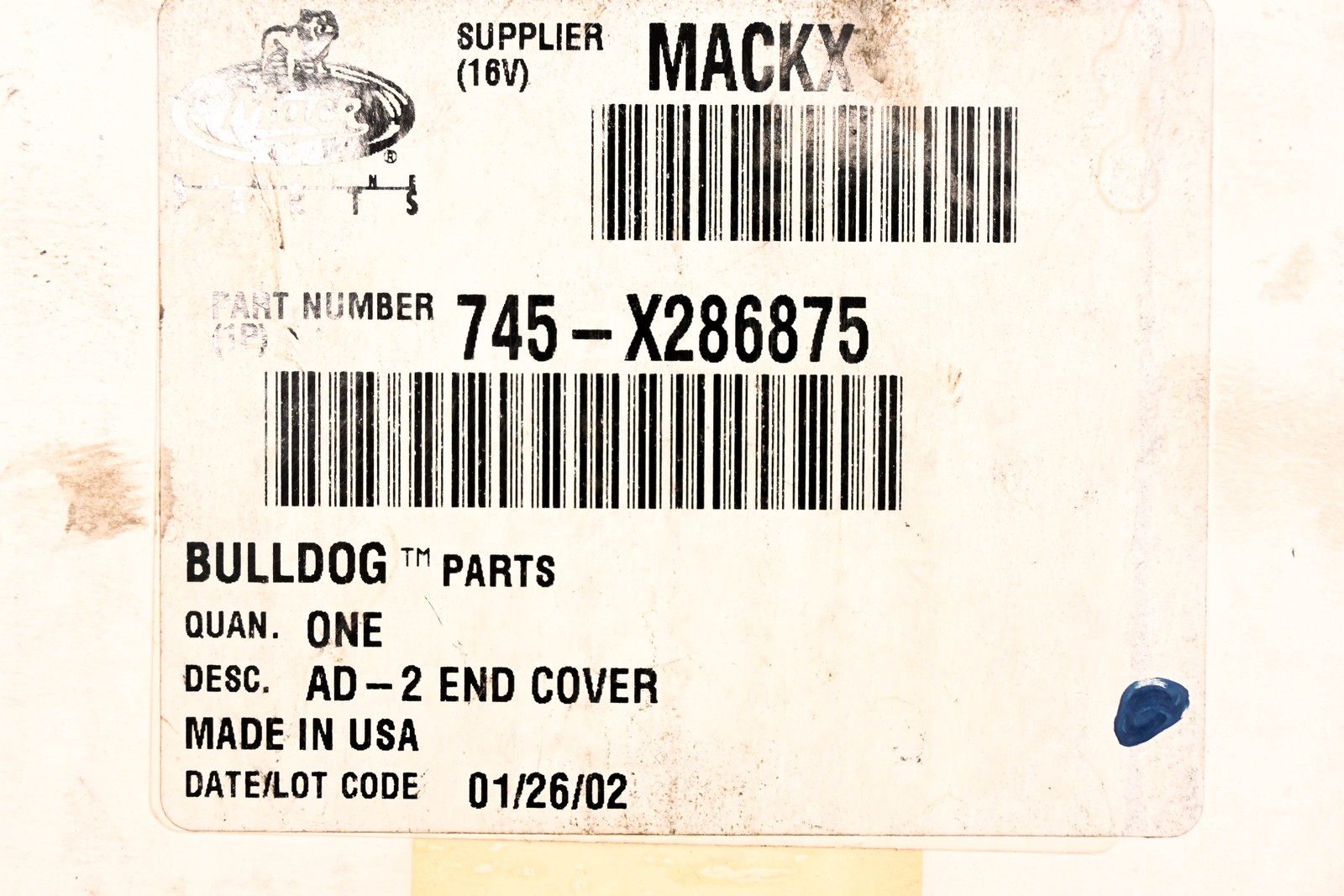Mack 745-X286875, T-290802 AD-S End Cover NOS