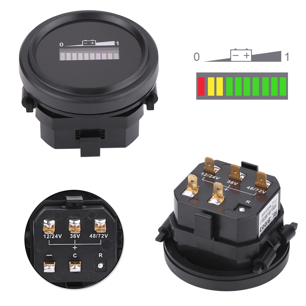 LED Digital Battery Meter Gauge For Cart 12-72V