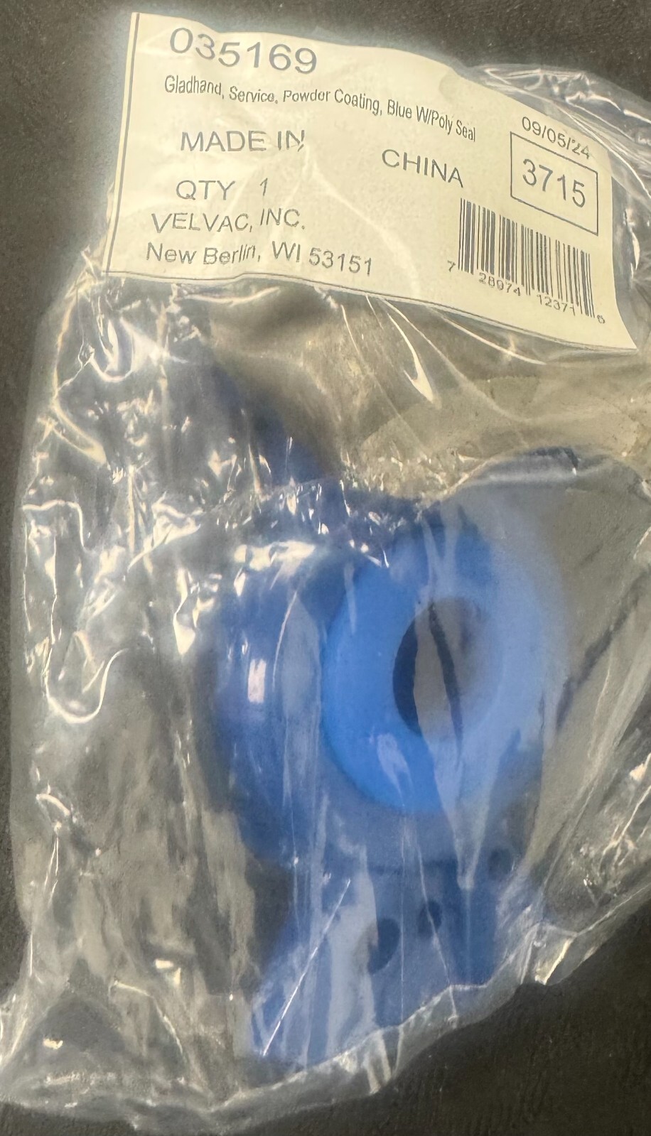 Velvac 035169 Premium Blue Service Gladhand with Polyurethane Seal