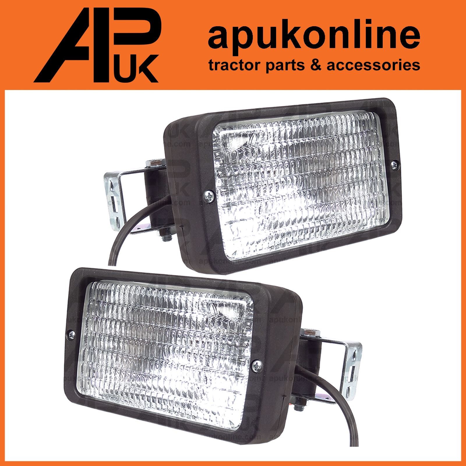 2x Work Plough 12V Lamps Side Mount Mounting Tractor Flood Spot Lights Rectangle