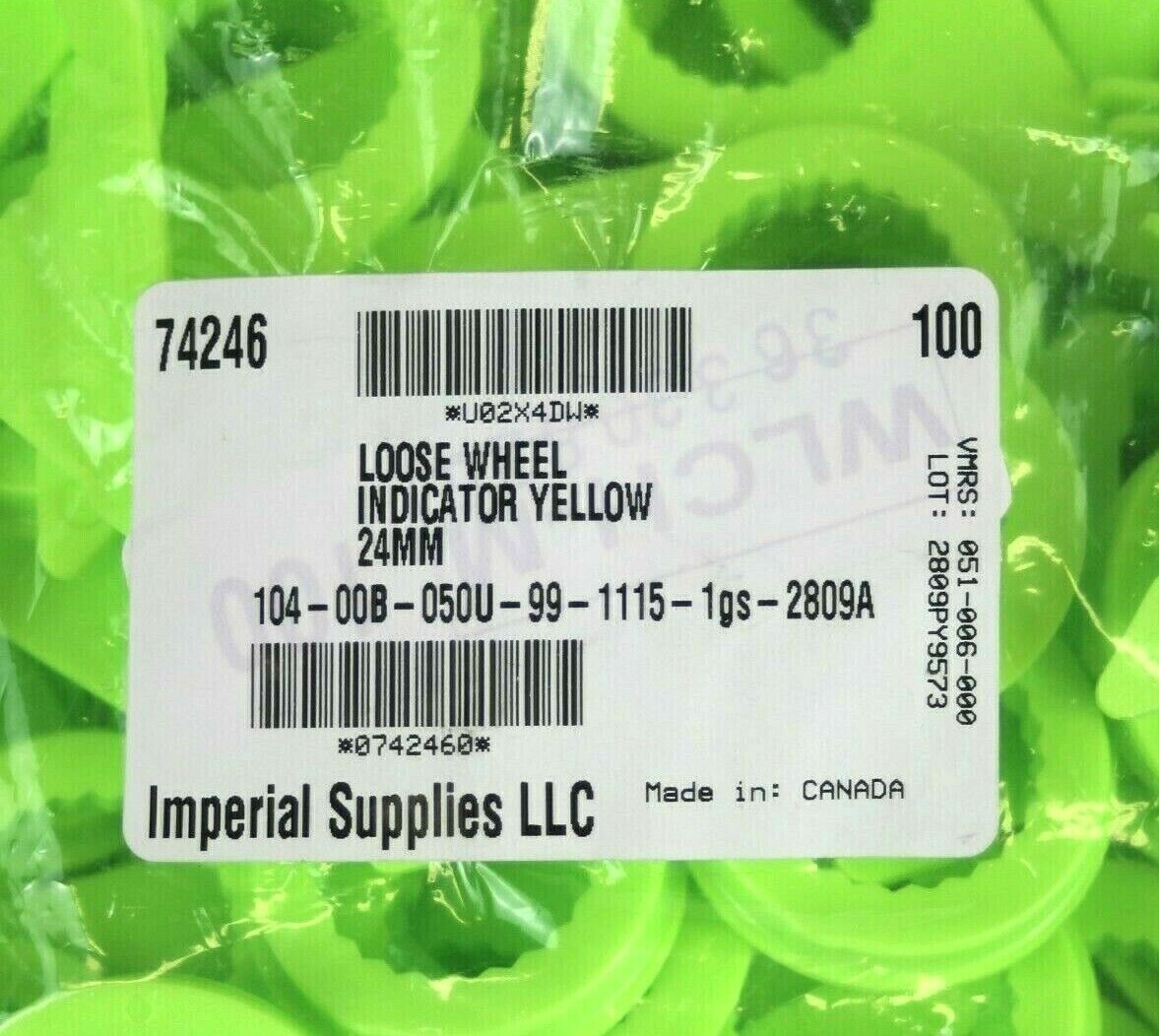 Imperial 74246 High-VIS Yellow 24mm Loose Wheel Nut Indicators Lot of 100