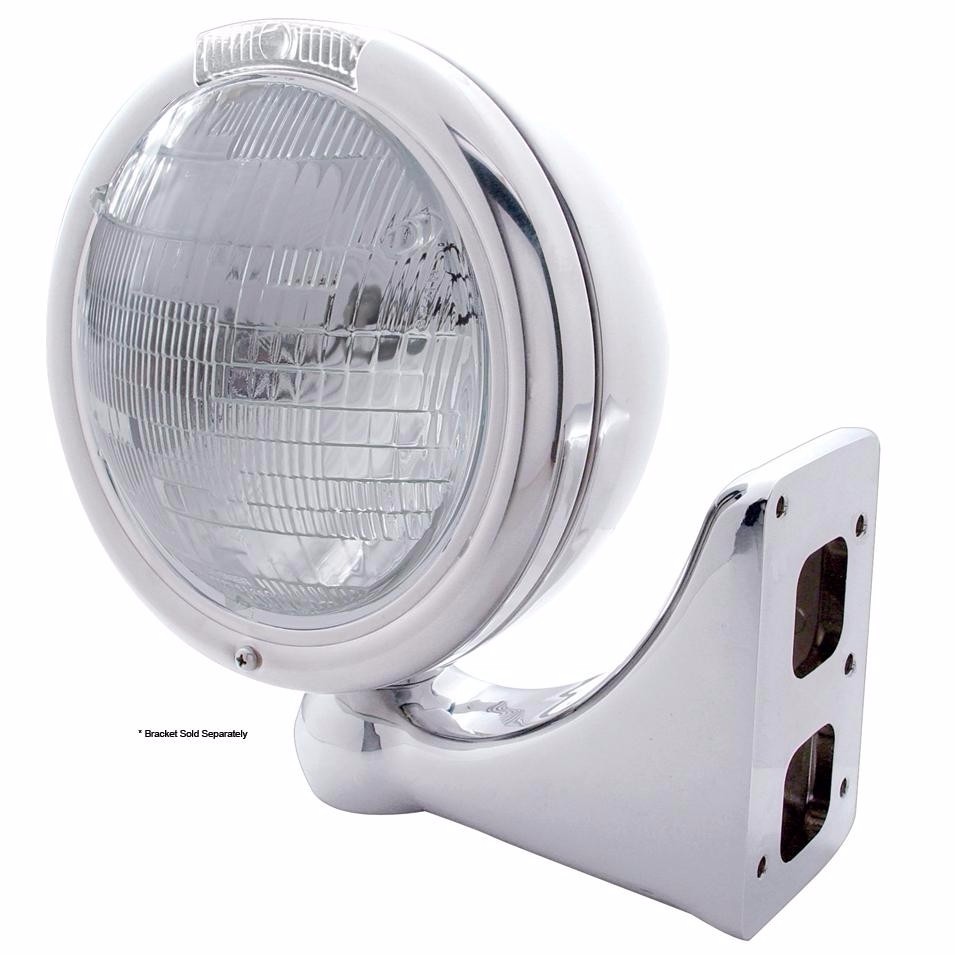 Stainless Steel “CLASSIC” Headlight – 6014 Bulb- Incandescent Turn w/ Clear Lens