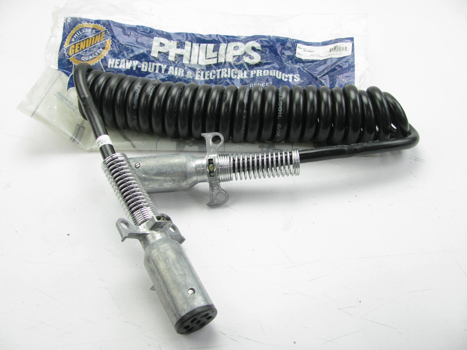 Phillips 24-4621 15′ Non-ABS Permacoil Coiled Electrical Cable, Metal Plugs