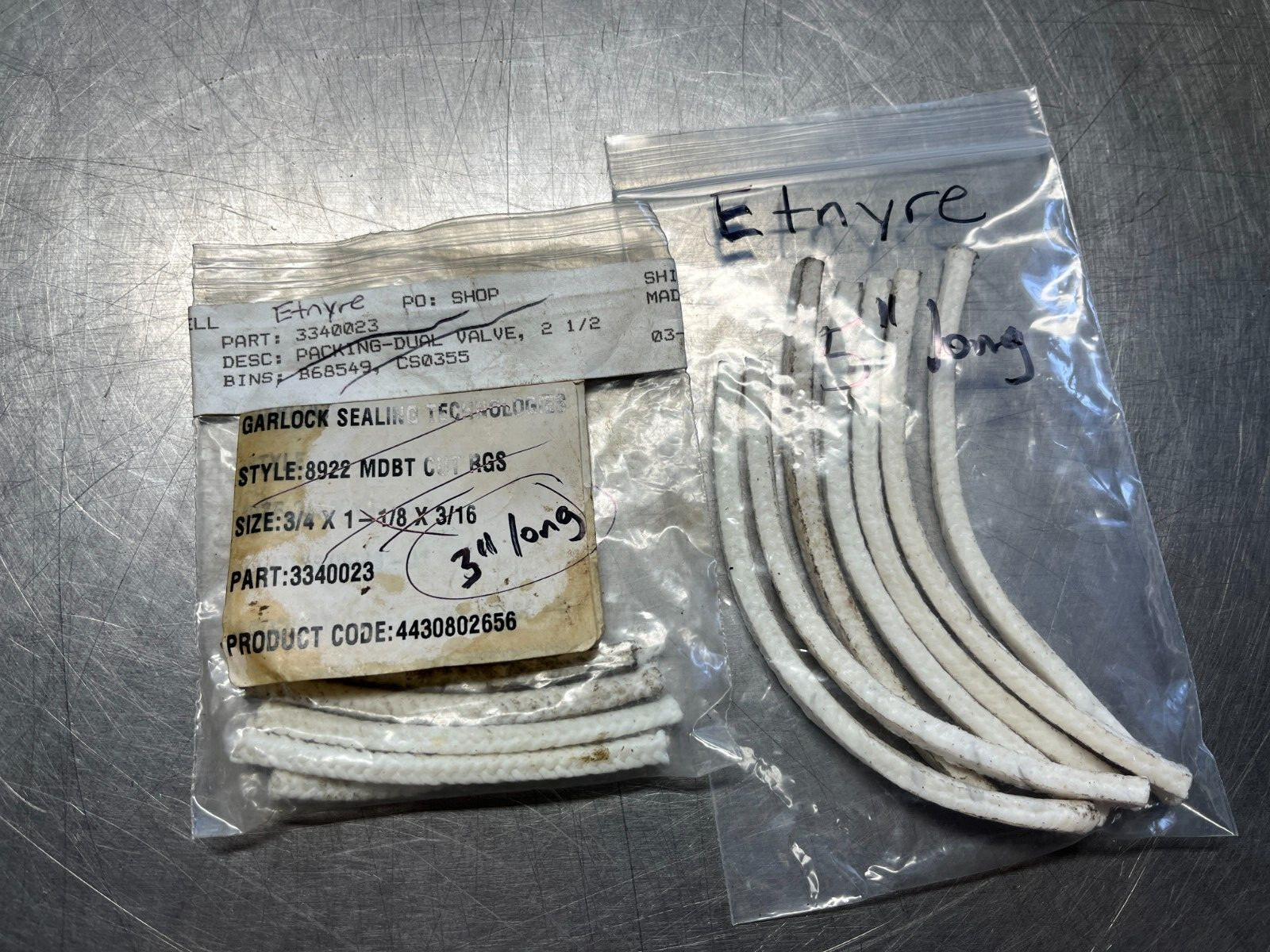 Etnyre 1/4″ Garlock Valve PACKING .25″ x 3″ & 5″ long