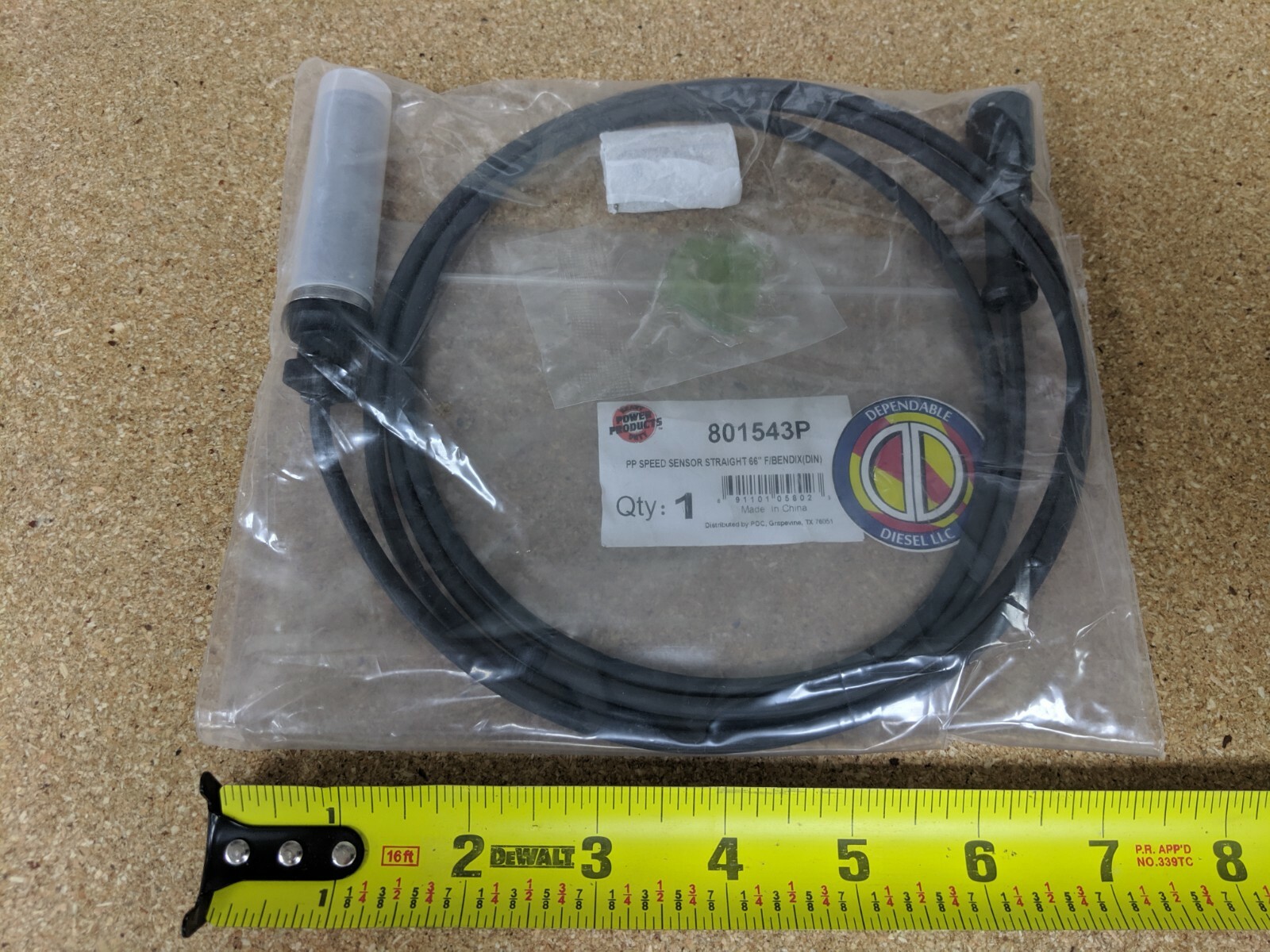 ABS Wheel Speed Sensor Straight 66″ PDC#801543P Ref Bendix 801543 300151 K051959