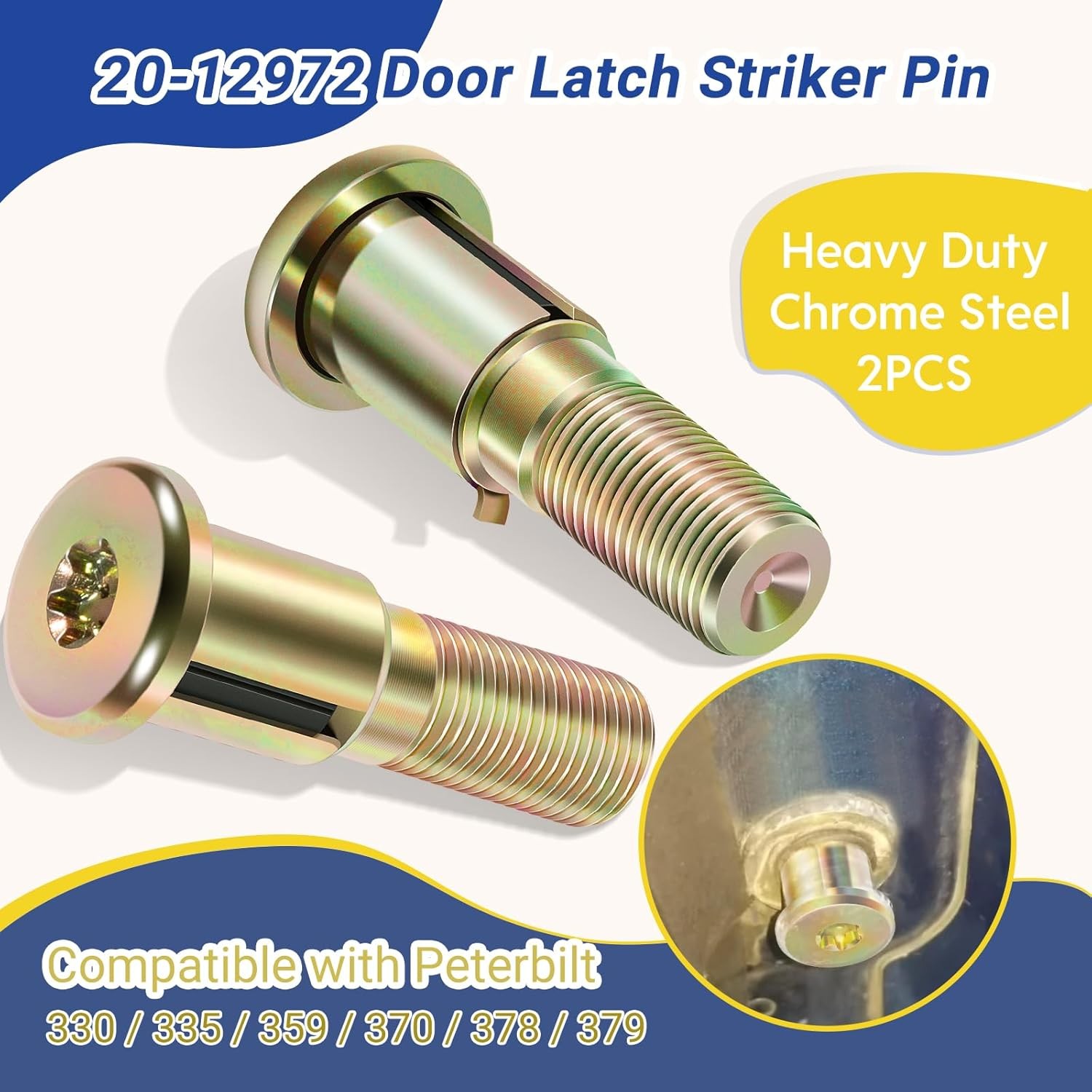 2-Pack For Peterbilt 330/335/359/370/378/379 Door Latch Striker Pin 20-12972