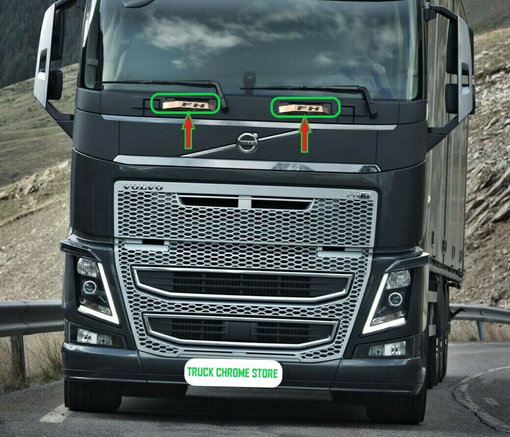 Volvo FH4 2013-2020 TOP OF GRILL HOLDER CHROME Stainless Steel 2 Pcs.