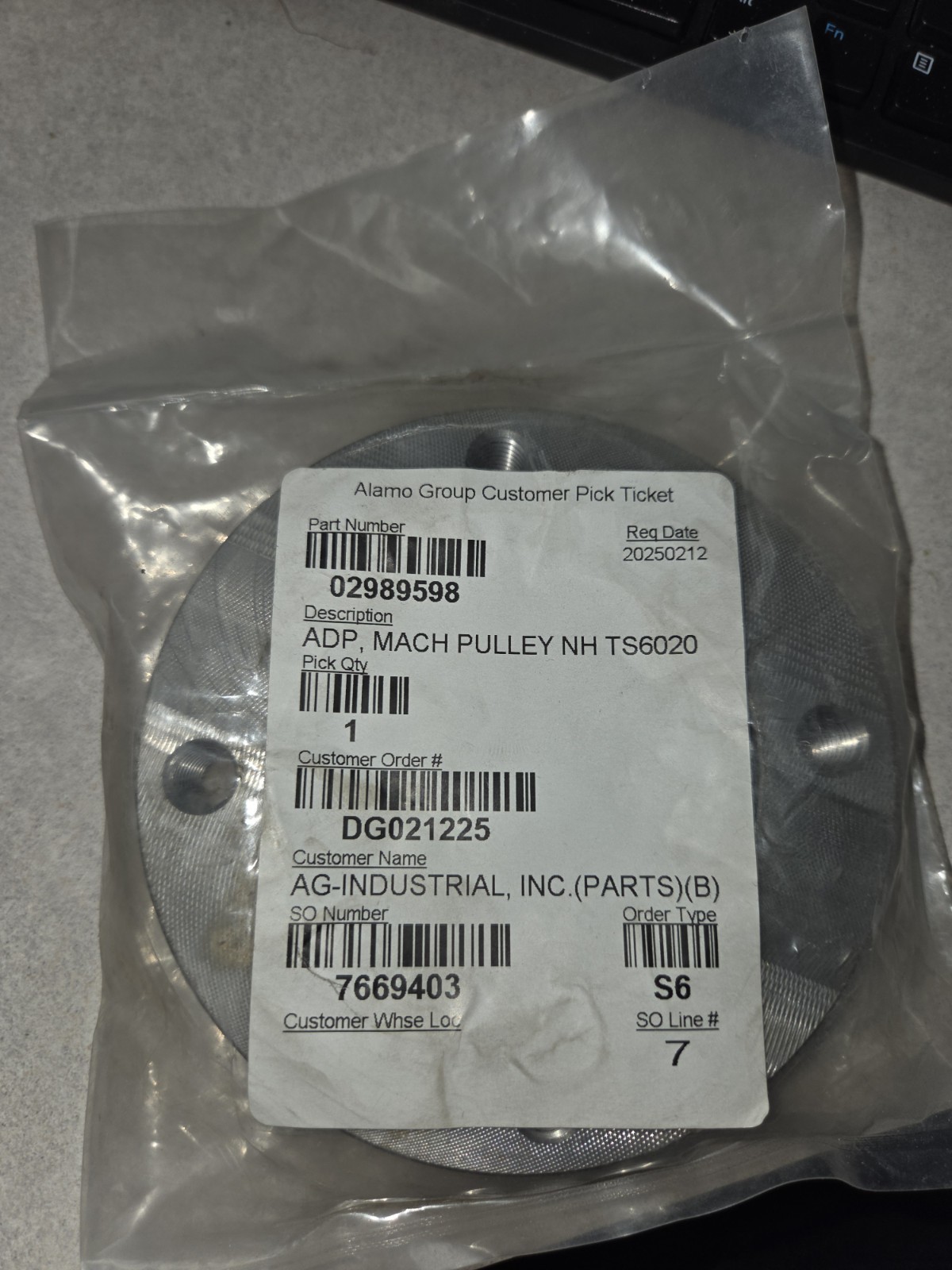 Alamo Machined Pulley Adapter, 02989598, NH TS6020