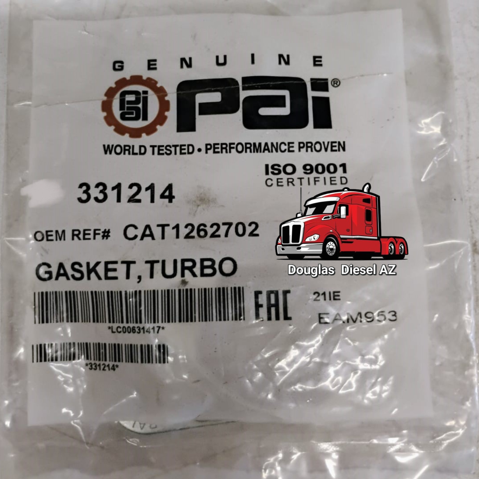 OIL DRAIN TURBO GASKET for CAT 3406E & C15. PAI# 331214 Ref# CATERPILLAR 1262702