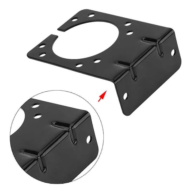 “7-Pin Trailer Connector Bracket – Black Metal Plug Holder, Heavy Duty”