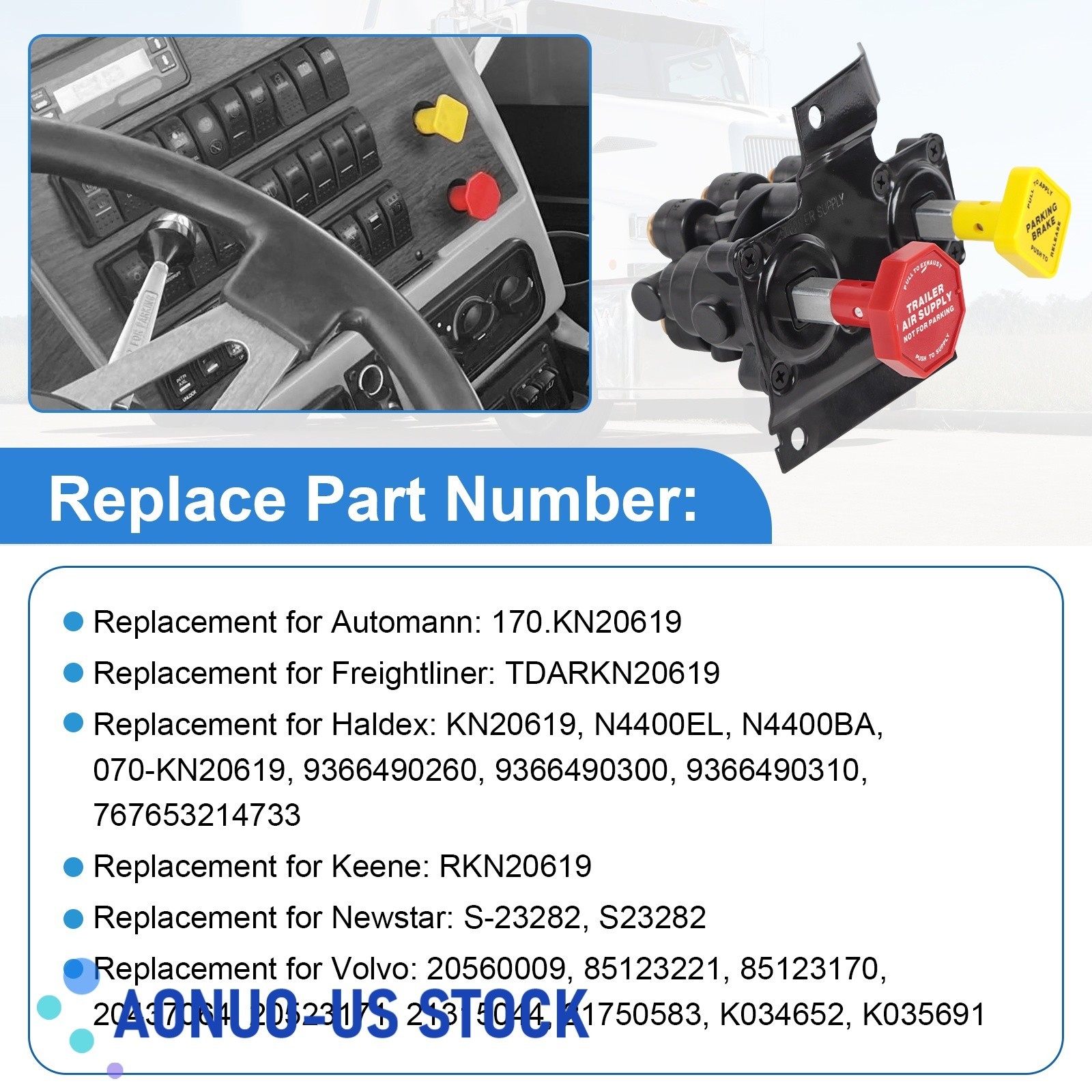 20560009 KN20619 Dash Air Brake Control Valve For Haldex Volvo Keene Truck MV3