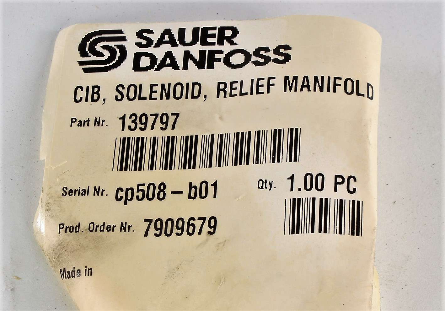 New 139797 Sauer Danfoss Solenoid Relief Manifold CP508