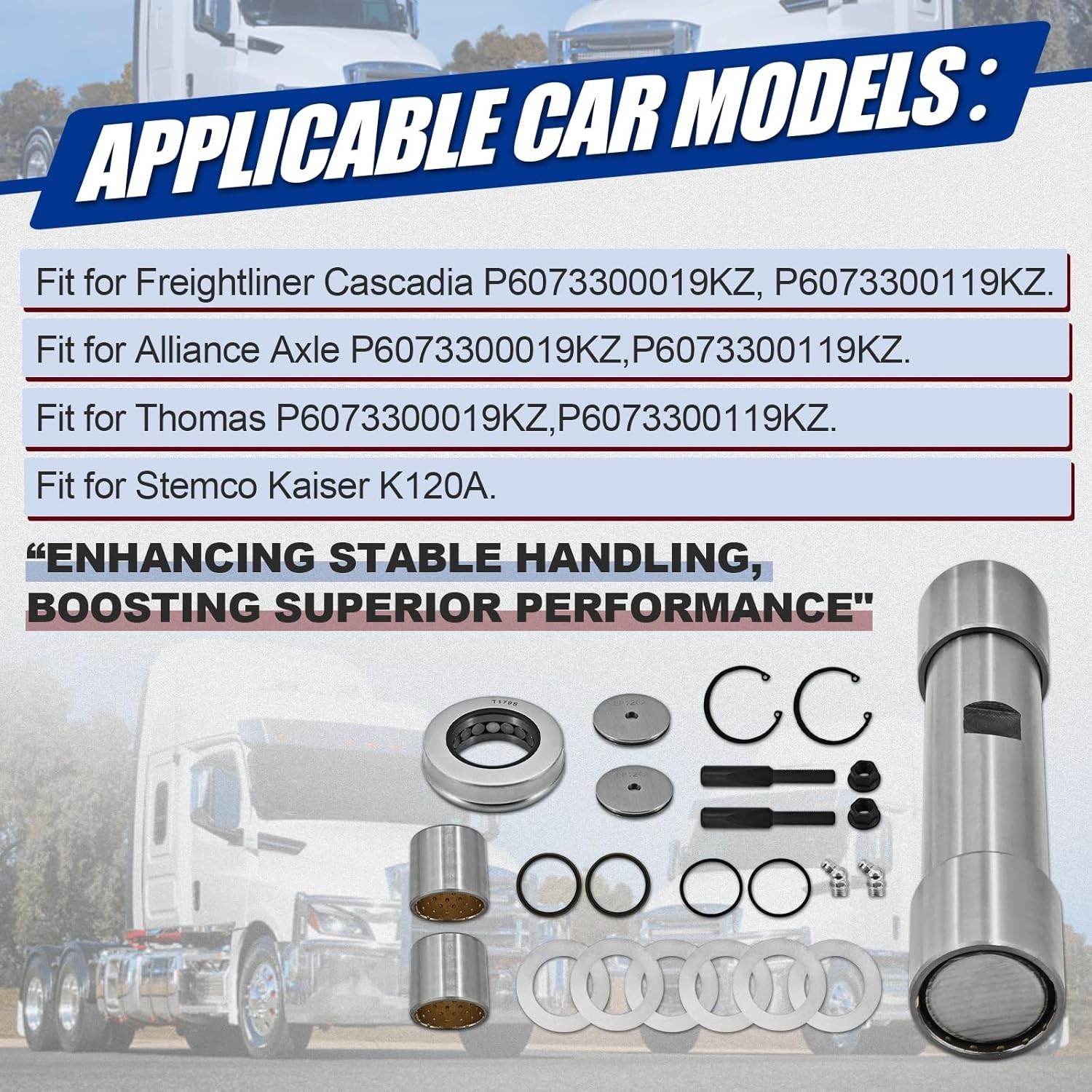 K120A Freightliner Cascadia King Pin Kit Set No Ream P6073300019KZ P6073300119KZ