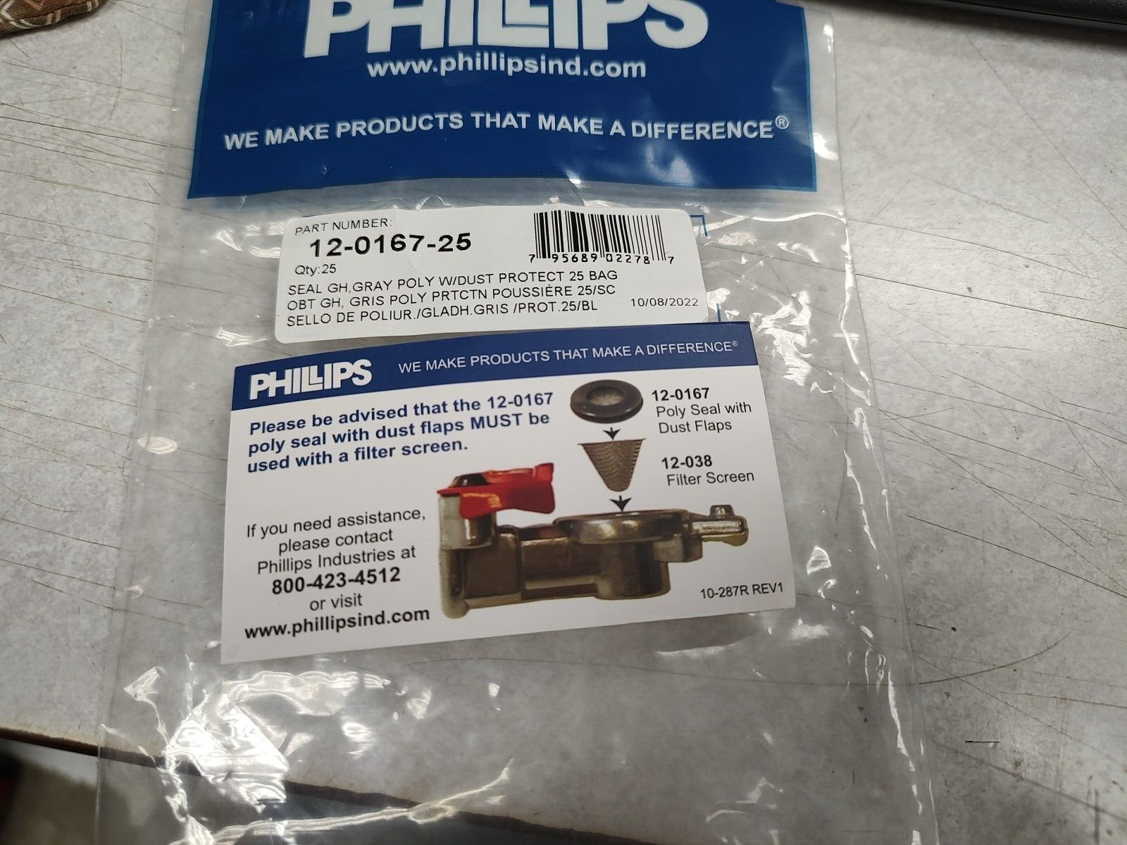 (QTY of 2) Phillips 12-0167 Gladhand Seals Gray Poly For Use With Filter Screens