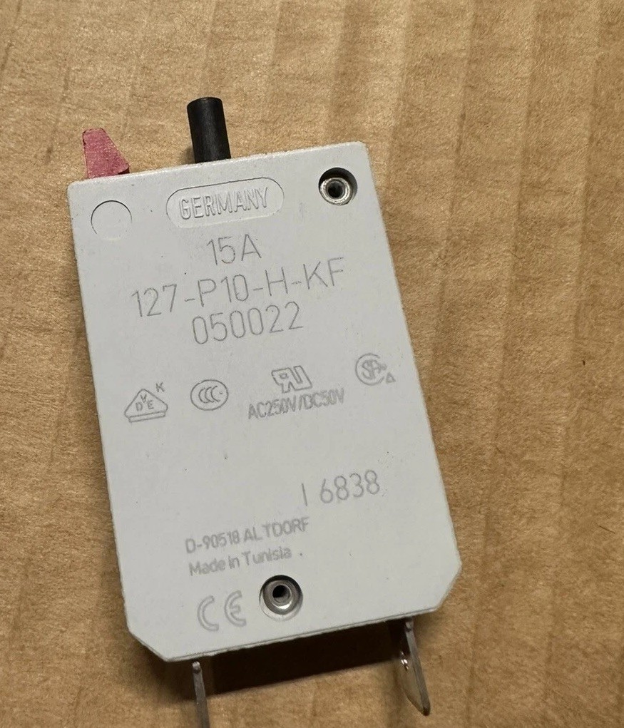 E-T-A 127-P10-H-KF-050022 Circuit Breaker 15A 28V DC 250V AC. Made In Germany