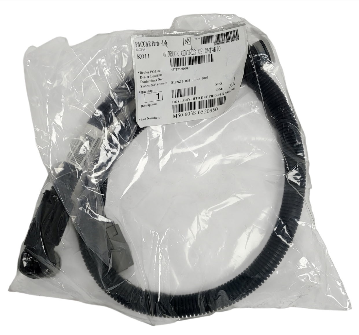 NEW OEM PACCAR Kenworth M50-6038-6520950 DEF Pressure Hose Assembly HTD 4x950mm