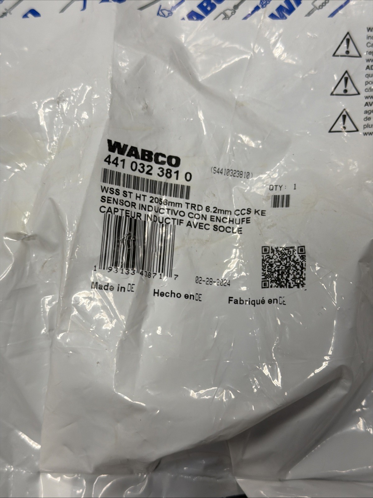 4410323810 ABS WHEEL SPEED SENSOR WABCO OEM WSS ST HT 2056mm TRD CCS KE TRUCK US